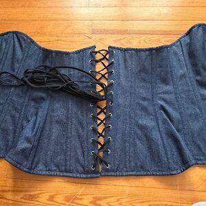 NEW! Dark Blue Denim Lace Up Corset!